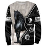 Sweat zippé all-over cheval frison personnalisé noir blanc écussons FRISON