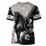 Alpenext T-shirt Chevaux Frison-Teeshirt Personnalisé Noir Blanc-Cadeau Amoureux des Chevaux - CTS18062213