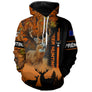 Sweat à capuche chasse orange camouflage forêt unisexe avec cerf majestueux et Deer Hunting, prénom personnalisé