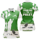 Polo palet blanc vert chartreuse vue dos message j'peux pas j'ai palet silhouette joueur design