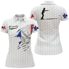 Polo palet blanc vue dos silhouette joueur palet drapeau français tricolore design patriotique