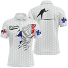 Polo palet blanc all over drapeau français déchiré silhouette joueur lancer bleu marine PRÉNOM personnalisé