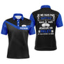 Polo palet bleu royal et noir contrasté message ne suis pas parfait mais joueur de palet PRÉNOM