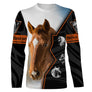 Manches longues Quarter Horse all-over portrait cheval brun bai écussons Horse coupe unisexe