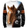 Sweat à capuche Quarter Horse blanc et noir avec portrait cheval brun coupe unisexe