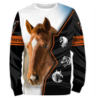 Sweat à capuche Quarter Horse blanc et noir avec portrait cheval brun coupe unisexe