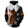 T-shirt all-over Quarter Horse blanc avec portrait cheval brun pour cavaliers western