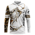 Sweat UV à capuche pêche bar design artistique tatouage bicolore blanc camouflage roseau prénom personnalisé