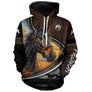 Polo équestre marron all-over homme avec cheval brun majestueux et inscription Passion Équitation, prénom personnalisé