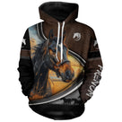 Polo équestre marron all-over homme avec cheval brun majestueux et inscription Passion Équitation, prénom personnalisé