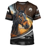 Polo équestre marron all-over homme avec cheval brun majestueux et inscription Passion Équitation, prénom personnalisé
