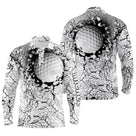 Polo golf manche courte blanc gris design impact streetwear graphique