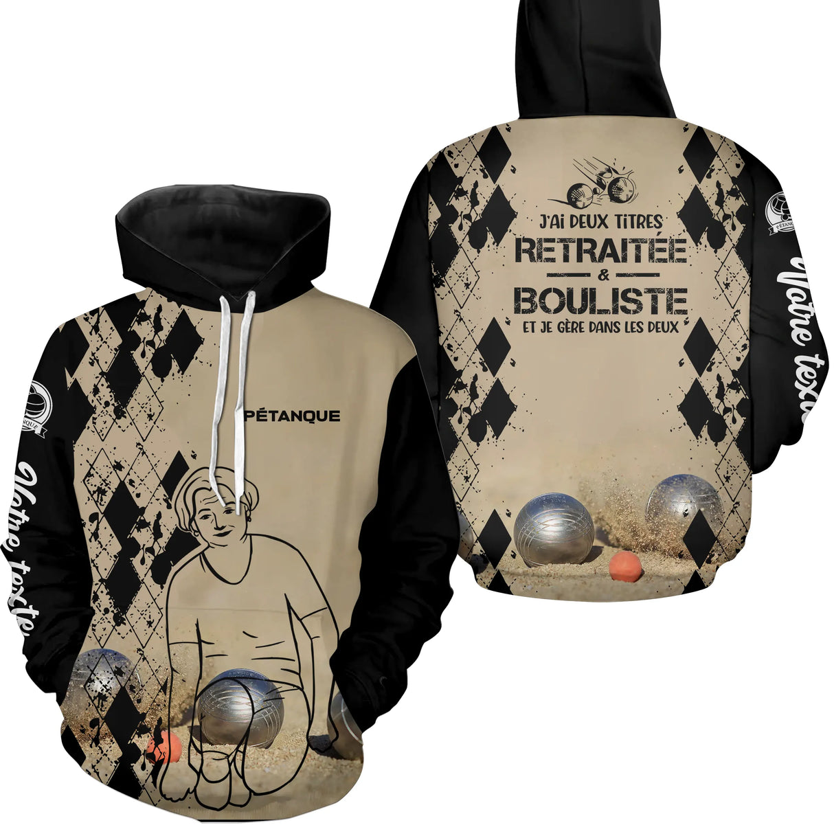Women's Hooded Sweatshirt, Personalized Humorous Boule Player Gift, I Have Two Titles Retired and Boule Player - CT21102303