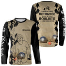 T-shirt manches longues pétanque femme sable retraitée bouliste dos manche texte personnalisé