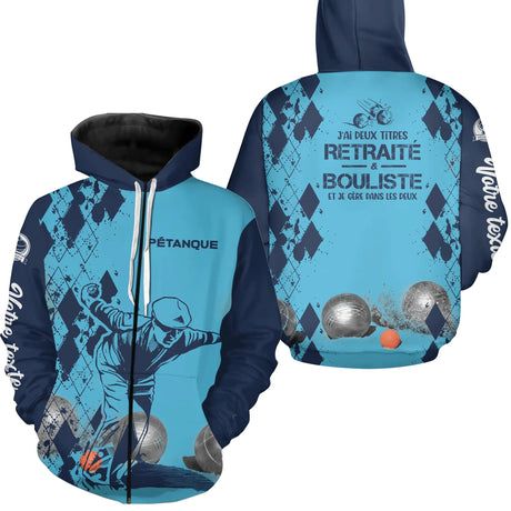 Pétanque Hoodie, Personalized Boule Player Humor Gift, I Have Two Titles Retired and Boule Player - CT21102303