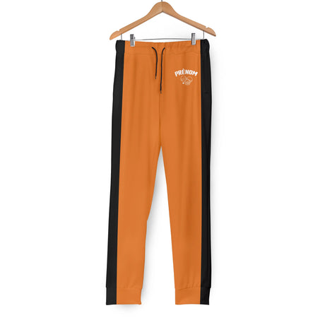 Pantalon pétanque noir vue cheville coupe slim ajustée bandes jaunes silhouette moderne