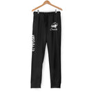 Pantalon jogging carpiste bleu marine vue détail illustration carpe inscription Carpiste blanche