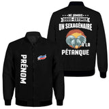 Veste De Sport Pétanque Personnalisée, Ne Jamais Sous Estimer Un Sexagénaire À La Pétanque - Noir