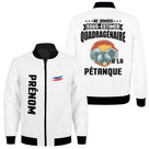 Veste pétanque bomber bleu marine variante coloris design boules humour quarantaine personnalisable