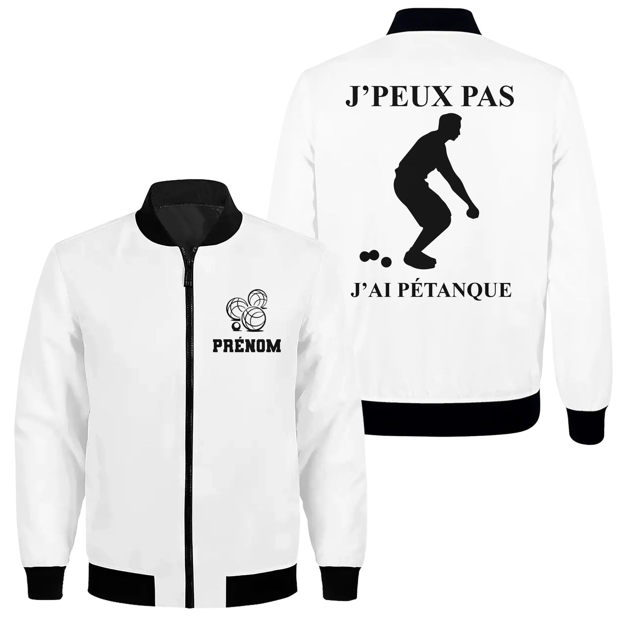 Veste De Pétanque Personnalisée, J'peux Pas J'ai Pétanque, Cadeau Idéal Bouliste - Blanc