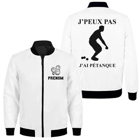 Veste De Pétanque Personnalisée, J'peux Pas J'ai Pétanque, Cadeau Idéal Bouliste - Blanc