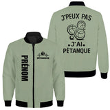 Veste De Pétanque Avec Prénom Et Logo Personnalisés, J'peux Pas J'ai Pétanque, Cadeau Idéal Bouliste - Vert