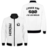 Veste De Pétanque Avec Prénom Et Logo Personnalisés, J'peux Pas J'ai Les Boules, Cadeau Humour Boulistes - Blanc