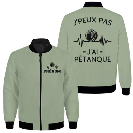 Veste De Pétanque Avec Prénom Et Logo Personnalisés, J'peux Pas J'ai Pétanque, Cadeau Humour Boulistes - Vert