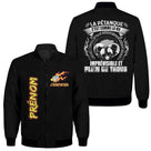 Veste bomber pétanque marine variante avec inscription pétanque imprévisible, prénom personnalisé