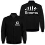 Veste bomber pétanque noire homme avec slogan Boulistes Révolution et évolution silhouettes, prénom personnalisé