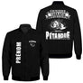 Veste pétanque bomber noir thérapie pétanque illustrations boules mouvement étoiles message humoristique PRÉNOM
