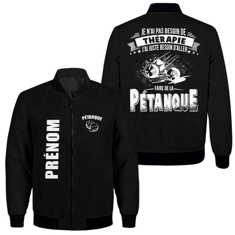 Veste De Sport Bouliste, Je N'ai Pas Besoin De Thérapie, Cadeau Personnalisé Pour Fan De Pétanque - CT15092362 - Noir