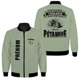Veste pétanque bomber noir vue dos message je n'ai pas besoin thérapie juste pétanque illustrations boules