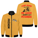 Veste De Sport Personnalisée, J'aime Quand Ma Femme Me Laisse Jouer À La Pétanque - CT10092352 - Jaune