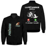 Veste bomber pétanque marine variante avec inscription appel pétanque, prénom personnalisé