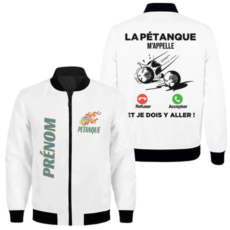 Alpenext - Veste de Sport Pétanque Personnalisée - La Pétanque M'appelle Et Je Dois Y Aller - Blanc