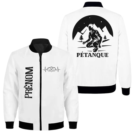 Veste De Sport Pour Pétanqueur, Prénom Et Logo Personnalisés, Cadeau Original Bouliste - CT10092353 - Blanc