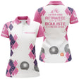 Polo pétanque femme rose retraitée bouliste deux titres losanges boules dos prénom manche personnalisé