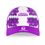 Casquette pétanque femme violet humour j'peux pas brodée prénom bouliste personnalisé
