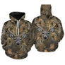 Sweat capuche camouflage chasse cerf biche feuilles mortes motif cerf et biche all-over chasseur cynégétique forêt