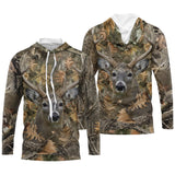 Chasse au Cerf, T shirt Chasseur, Camouflage, Vêtements de Chasse - CTS24052225 T-shirt Anti UV à Capuche