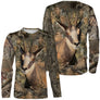 T-shirt manches longues camouflage chasse chamois feuilles mortes motif chamois alpin chasseur cynégétique