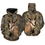Sweat zippé camouflage chasse chamois forêt feuilles mortes motif chamois alerte versant rocheux chasseur