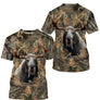 T-shirt camouflage chasse élan forêt feuilles mortes motif élan majestueux all-over tenue chasseur cynégétique