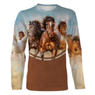 T-shirt équitation chevaux au galop vue de face design dynamique, coupe unisexe all-over