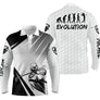 Polo de golf manches longues unisexe blanc évolution golfeur silhouettes parcours frais