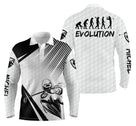 Polo de golf manches longues unisexe blanc évolution golfeur silhouettes parcours frais