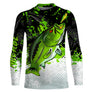 Sweat zippé all-over pêche bar vert noir blanc pour surfcasting et bord de mer
