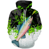 Alpenext Sweat A Capuche Personnalisé Pêche Du Saumon, Vert Noir Blanc, Cadeau Idéal Pêcheur - CT25072216