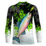 Sweat zippé all-over pêche saumon vert noir blanc pour pêche mouche catch and release